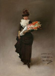 Jeune femme au bouquet de fleurs