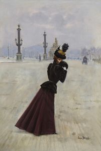 Jeune femme, place de la Concorde