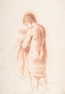 Standing Youth Seen from Behind Holding a Bowl