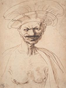 Caricature of a Man Wearing a Large Hat
