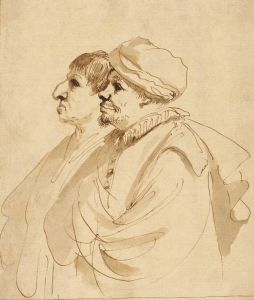 Caricature of Two Men Seen in Profile