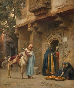 Femmes arabes devant une porte