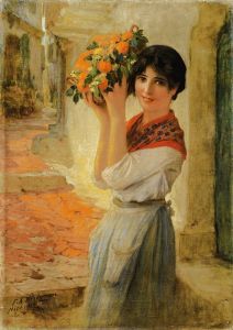 Young niçoise with a basket