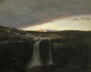 Mountain Landscape with Waterfall