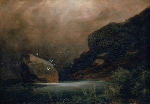 Mountain Lake With Seagulls
