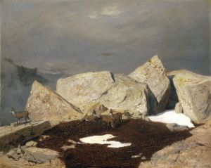 High Mountain Landscape With Chamois