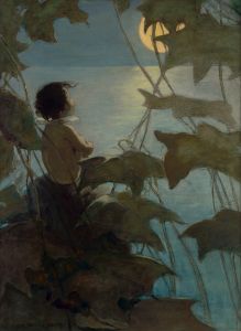 He looked up at the broad yellow moon and thought that she looked at him