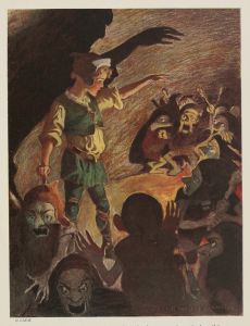 The goblins fell back a little when he began, and made horrible grimaces all through the rhyme