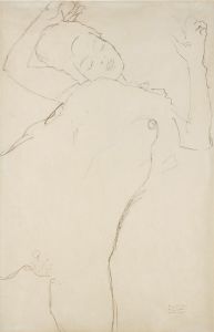 Half nude with raised arms