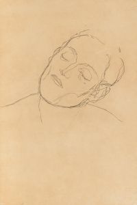Male head turned to the right with closed eyes