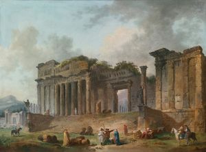 An Architectural Capriccio With An Artist Sketching In The Foreground
