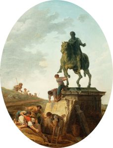 An animated landscape with the statue of Marcus Aurelius