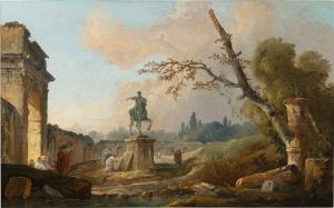 Landscape with ruins and the statue of Marcus Aurelius