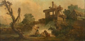 Famille près d’un pont et Lavandière au lavoir