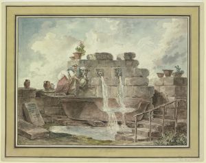 A Roman Fountain with a Woman Collecting Water