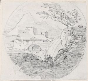 View from a Ridge to a Village and Distant Mountain