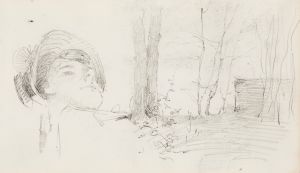 Woman’s head ; Landscape, trees