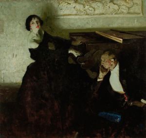 Romantic Couple Seated by Piano