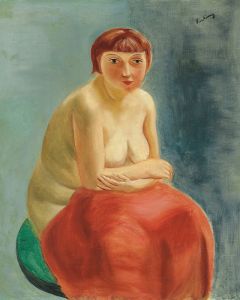 Nu assis à la draperie rouge