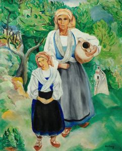 Paysannes en costume traditionnel
