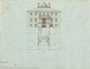 Elevation and plan for interior of large house