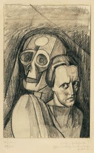 Frauenporträt mit Totenkopf