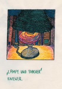 Lampe und Bücher