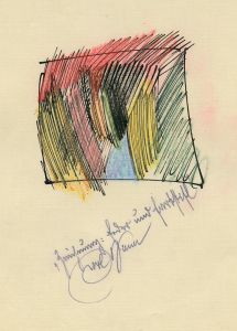 Zeichnung; Feder und Farbstift