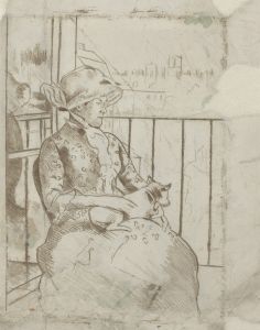 Susan on a Balcony Holding a Dog