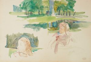 Étude de paysage à la rivière et d’enfants