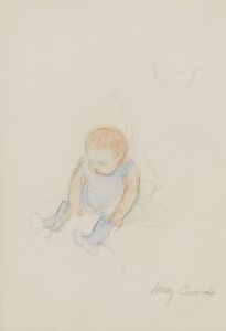 Baby in Blue Dress with Red Hair