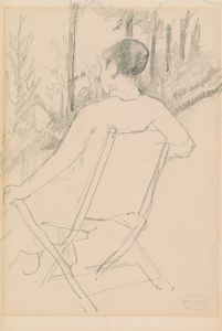 Woman Seated in a Folding Chair in a Garden