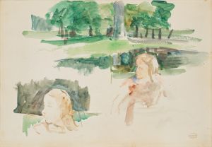 Étude de paysage à la rivière et d’enfants