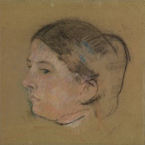 Sketch of a Woman’s Head in Profile to Left