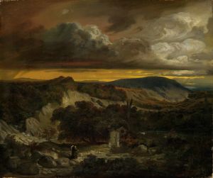 Abendliche Landschaft mit heimkehrenden Einsiedler