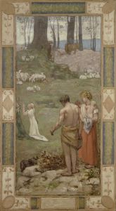 Saint Genevieve as a child in prayer