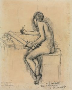 Study of a Seated Nude Female Model Drawing