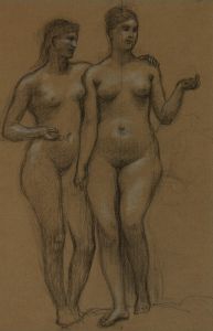 Deux femmes nues debout, de face