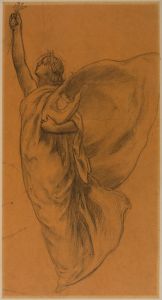 Femme drapée volant, tenant une lyre