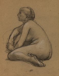 Femme nue accroupie