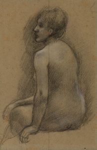 Femme nue assise de dos