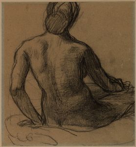 Femme nue, assise, de dos