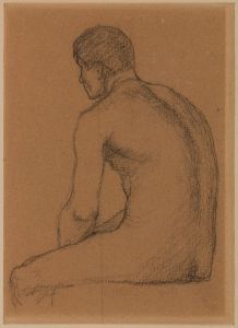 Homme assis nu, de dos