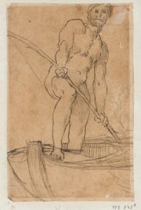 Homme debout dans une barque