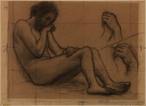 Homme nu, à demi étendu