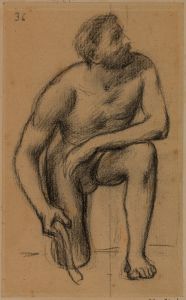 Homme, le genou droit à terre