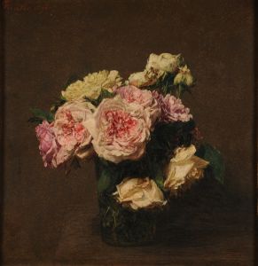 Roses dans un vase de cristal