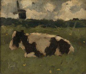 Resting Cow with a Mill