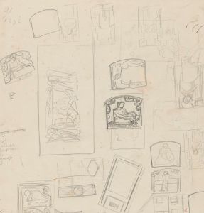 Schetsblad met compositie-studies