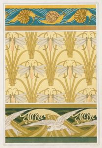 Escargots, bordure. Libellule et roseaux, papier peint. Mouettes, bordure.